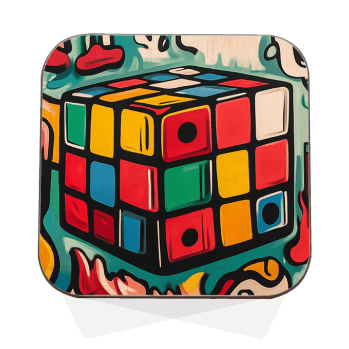 Onderzetter - Rubiks Cube - Street Art - Afbeelding 3