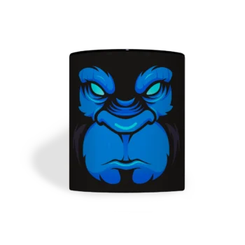 Keramische mok met zwarte print en Boze Gorilla in blauw, vooraanzicht
