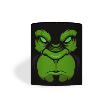 Keramische mok met zwarte print en Boze Gorilla in groen, vooraanzicht
